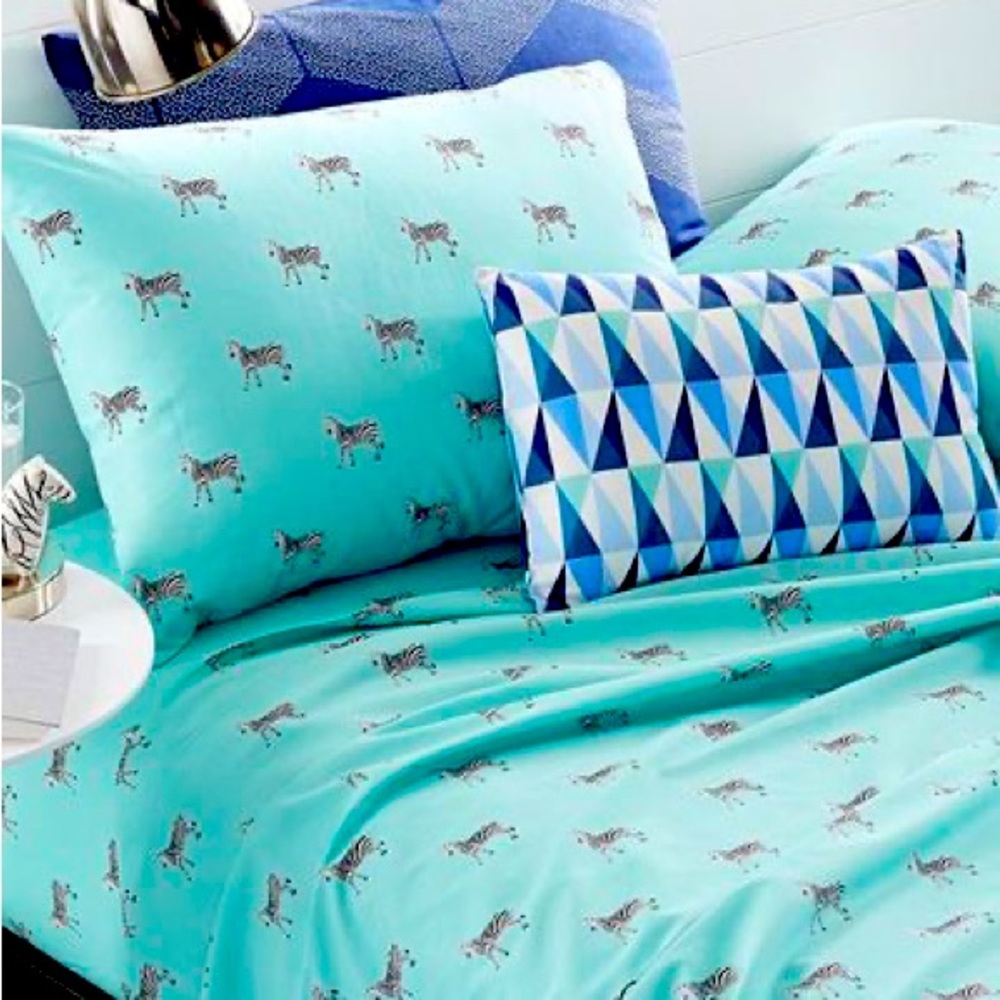 NWOT Martha Stewart Whim Mint Zebra Full Sheet Set